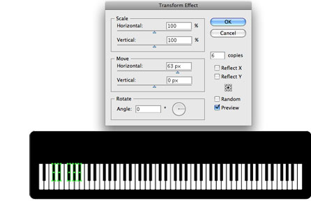 Screenshot of transform effect for black keys 