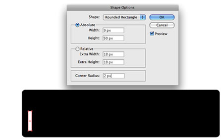 Screenshot of making white key rounded rectangle