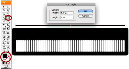Screenshot of add black strip to top of keys