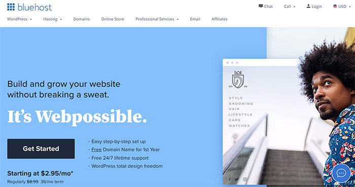 bluehost web hosting get started